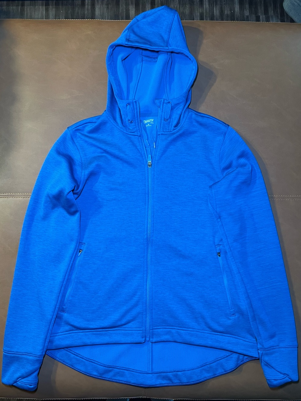 Duluth Trading Co Men's Blue Full Zip Hooded Hoodie Logo Pockets Size M